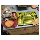 Cutlery set hot pads and contents of 2 drawers