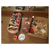 Bantam tape measure buttons and costume jewelry