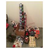 Wrapping paper and Christmas ornaments