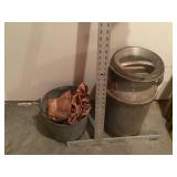 Milk can and galvanized bucket