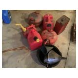 Gas cans funnels  etc.
