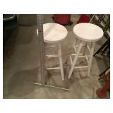 2 Painted wood stools