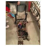 Vintage sprinkler bike rack jumper cables etc.