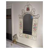 Painted mirror and glass lamp