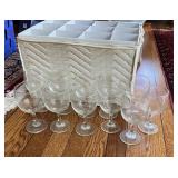 Lot of 11 Wine Glasses w/Holder
