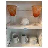 2 Orange Goblets, Bernardaud Piece France and