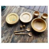 Wooden 6 person place setting-Plates, bowls,