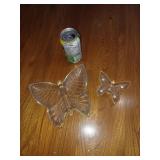 2 Plats papillon en verre