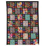 Vibrant Times Three Floral, bed quilt, 59'W x 81'