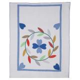 Hearts and Leaves, bed quilt, 82'W x 105'L