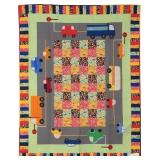 Heading Down the Road Again, bed quilt, 70'W x 89