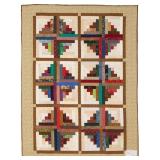 Log Cabin Circles, bed quilt, 57'W x 77'L