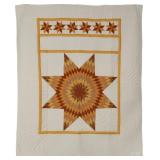 Gold Stars, bed quilt, 86'W x 103'L