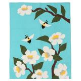 Bumble Bee & Apple Blossoms, lap quilt, 45'W x 58