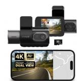 Dual View 4K DashCam with AI Driver Assistance