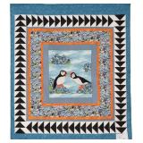 Yacky Puffins, wall quilt, 58'W x 67'L