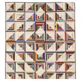 Log Cabin, bed quilt, 76'W x 86'L