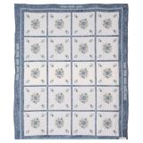 Rose Garden of Blue, bed quilt, 82'W x 100'L