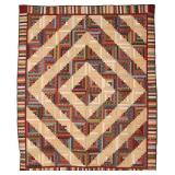 Barn Raising Log Cabin, bed quilt, 83'W x 101'L