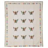 Vintage Applique Butterflies, bed quilt, 70'W x 8