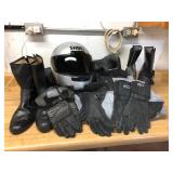 Motorcycle Boots, Gloves, Helmet & Jacket