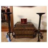 Wicker Trunk, Candleholders & Coaster Set