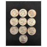 (10) 1979 Susan B Anthony Dollars