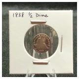 1838 Seated Liberty Half Dime