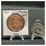 1954 & 1963 Franklin Half Dollars
