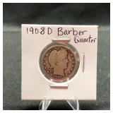 1908D Barber Quarter