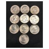 (10) 1979 Susan B Anthony Dollars