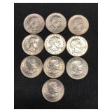 (10) 1979 Susan B Anthony Dollars