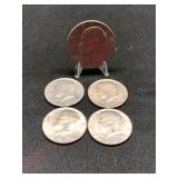 1971D Eisenhower Dollar & (4) Kennedy Half