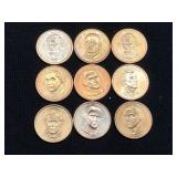9 Presidential Dollars - Dates Vary