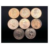 8 Presidential Dollars - Dates Vary
