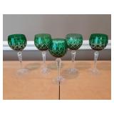 Green Cut to Clear Wine Glasses