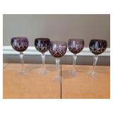 Amethyst Cut to Clear Wine Glasses
