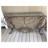 Glass Topped Metal Patio Table