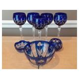 Cobalt Cut to Clear Wine Glasses & More