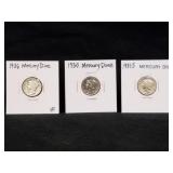 1930, 1931S & 1936 Mercury Dimes