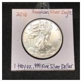 2016 American Eagle Silver Dollar 1 Troy oz .999 F