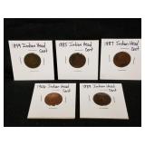 5 Indian Head Pennies