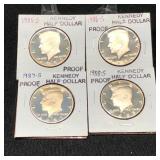 1985S-1988S Kennedy Proof Half Dollars
