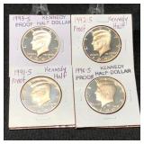 1990S-1993S Kennedy Proof Half Dollars