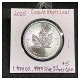 2025 Canada $5 Maple Leaf 1 Troy oz .999 Fine Silv