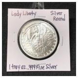 Lady Liberty 1 Troy oz .999 Fine Silver Round