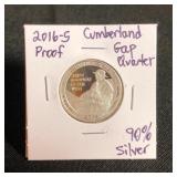 2016S Silver Proof Quarter - Cumberland Gap