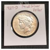1927D Peace Silver Dollar