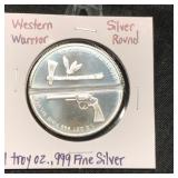 Western Warrior 1 Troy oz .999 Fine Silver Round