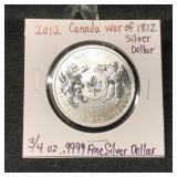 2012 Canada War of 1812 Silver Dollar 3/4 oz .999